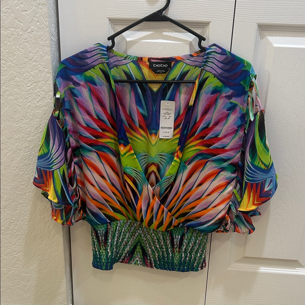 Bebe Multicolor V-Neck Blouse
